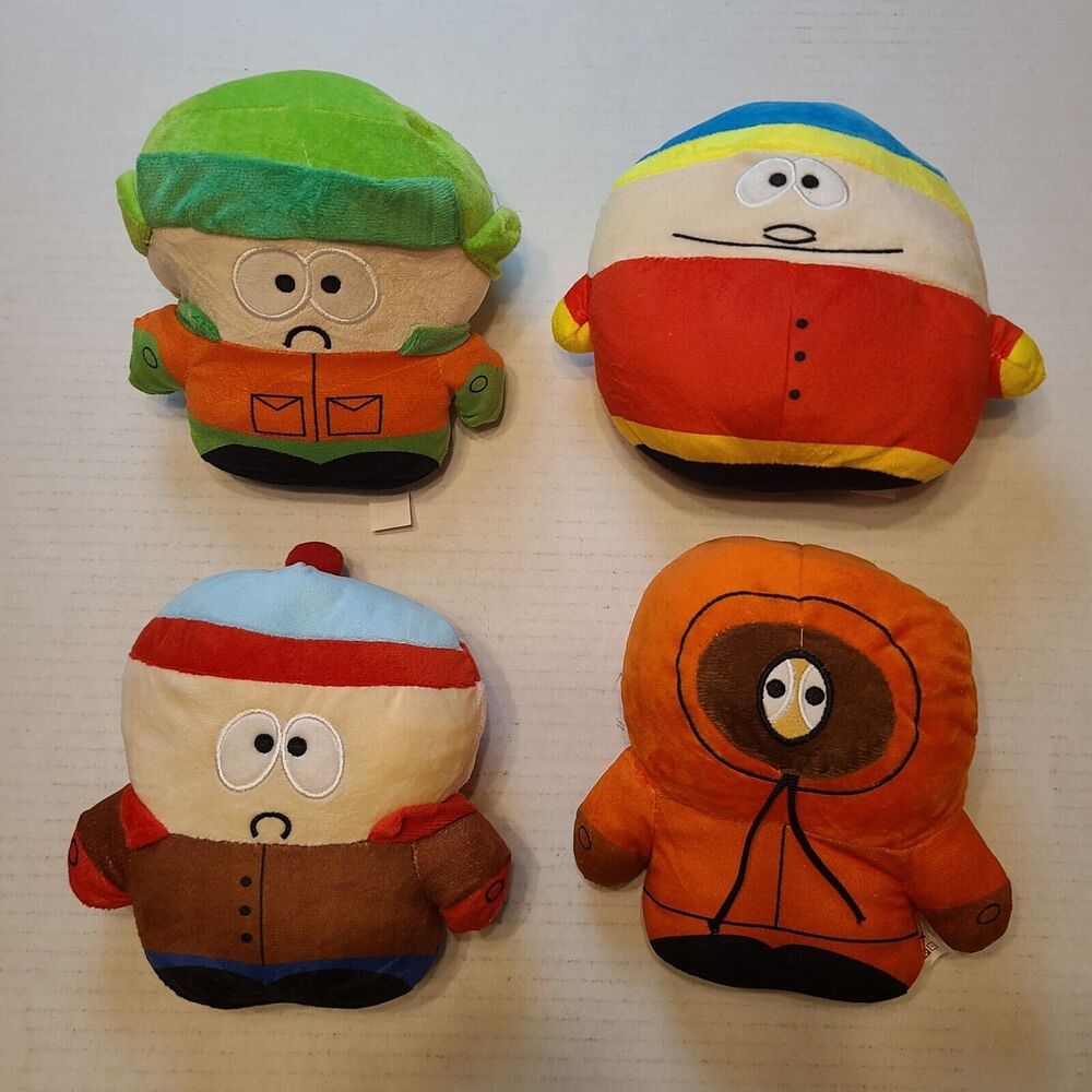 New Lot of 4 South Park Plush Stuffed Characters  7" Stan Eric Kenny Kyle